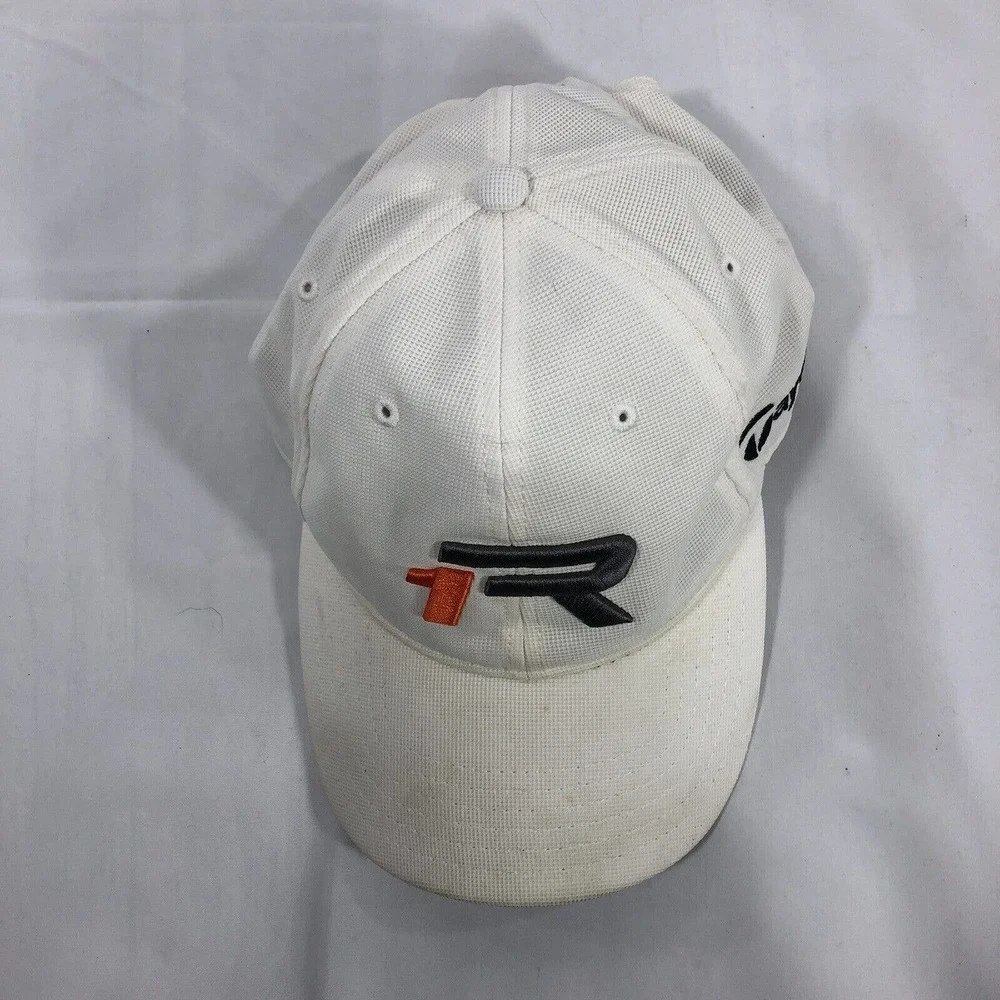 TaylorMade 1R Golf Hat White Embordered Baseball Cap Adjustable Polyester OSFM